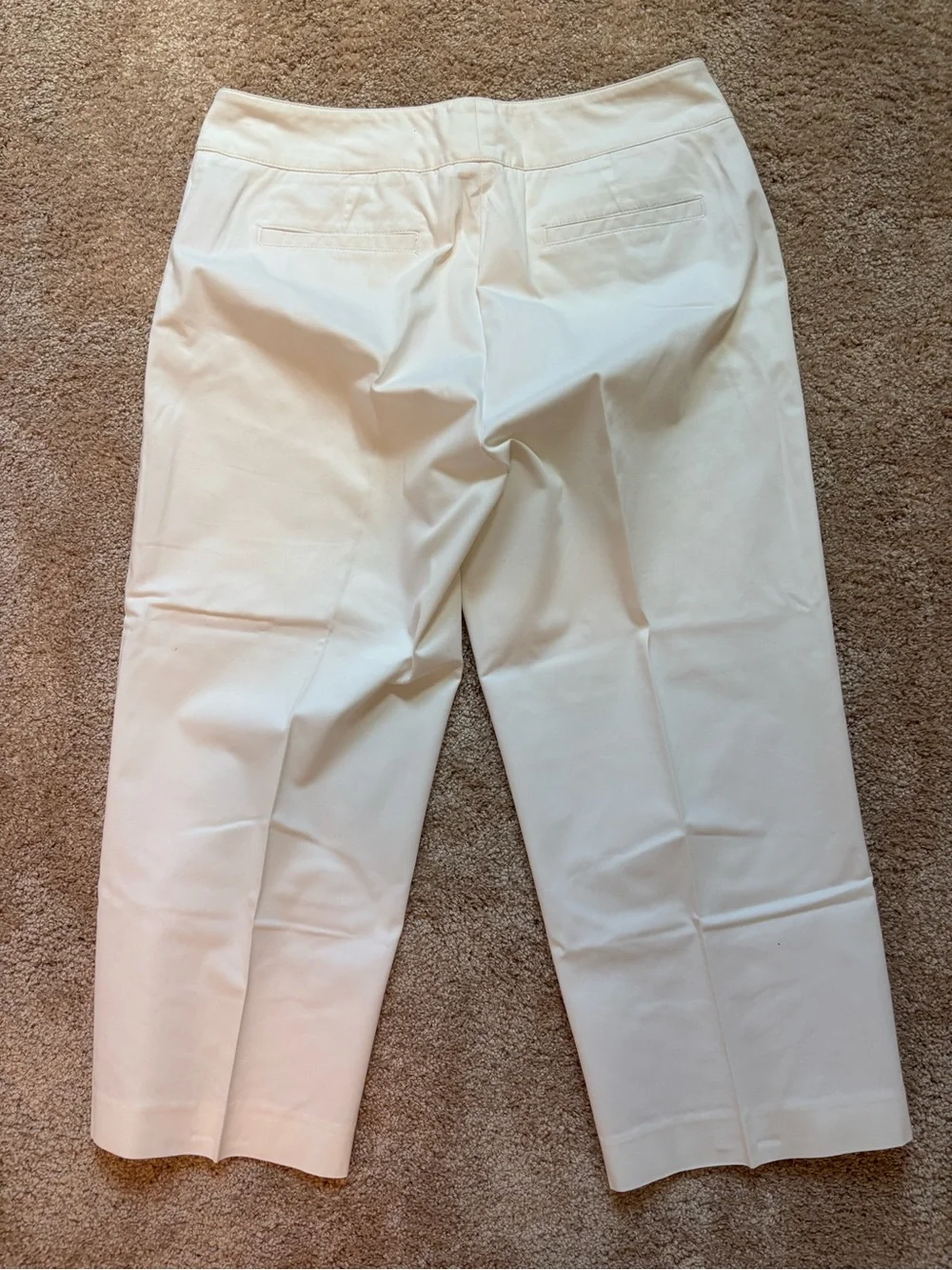 Womyn Cream Cropped Button-Accent Pants